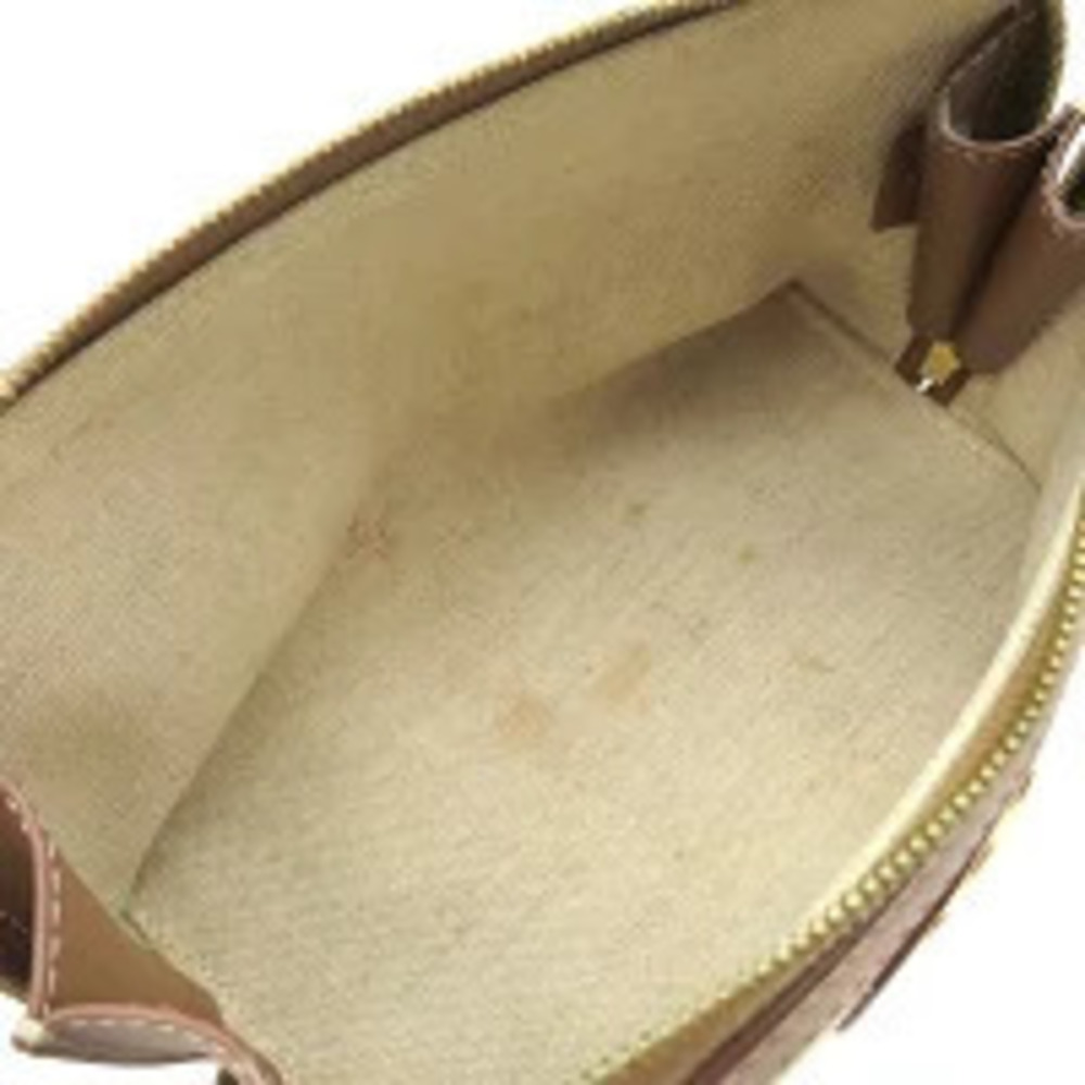 Celine Triomphe Shoulder Bag Chain Clutch Canvas Leather Brown Beige Red - Picture 9 of 11
